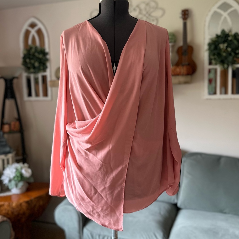 Michel Studio Soft Pink Drape Blouse